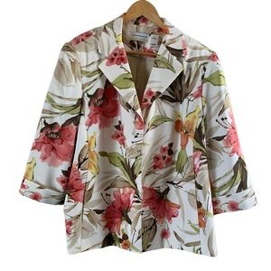Alfred Dunner Floral Lined 3/4 Sleeve Jacket Blazer Women's Size 20W